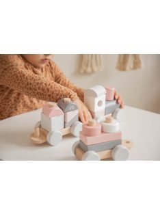   Label-Label játékvonat, építőelemekkel - Rózsaszín színben
