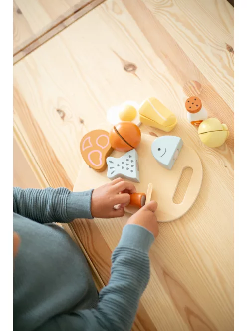 Tryco fa játék vágódeszka étellel