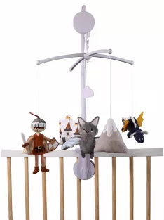   Tryco Plüss kiságyra rögzíthető zenélő körforgó lovagos