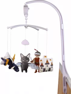   Tryco Plüss kiságyra rögzíthető zenélő körforgó lovagos