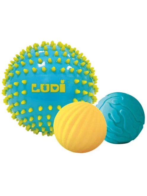 LUDI - 3 darabos szenzoros labdakészlet - kék