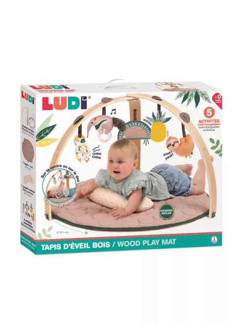 LUDI Kör alakú játsószőnyeg fa boltívekkel - Bézs
