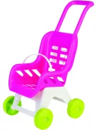 Androni Műanyag rózsaszín babakocsi kiskosárral