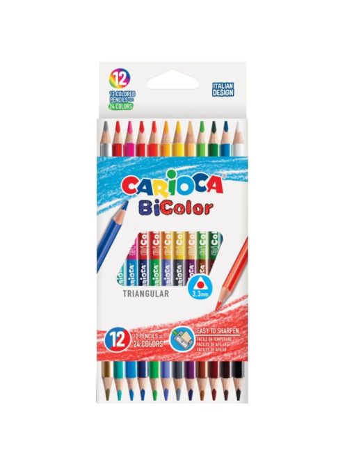 Carioca - Kétvégű háromszögletű színes ceruza 12 db-os 