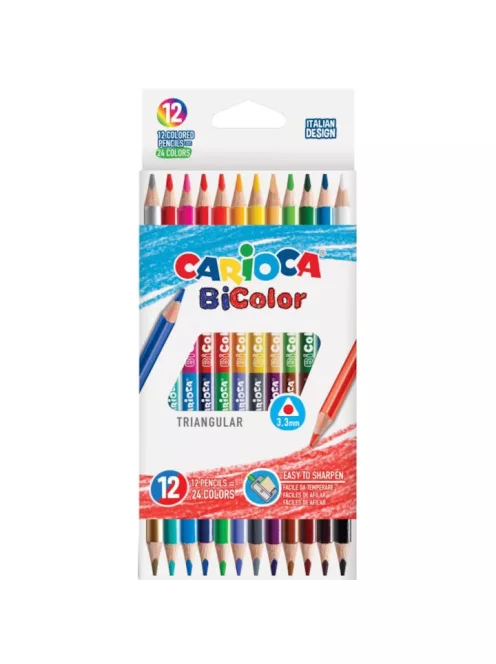 Carioca - Kétvégű háromszögletű színes ceruza 12 db-os 
