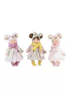 Marina&Pau Díszdobozban -Kislány színes virágos ruhában és kardigánban, sárga kiszoknival és sállal - 26cm