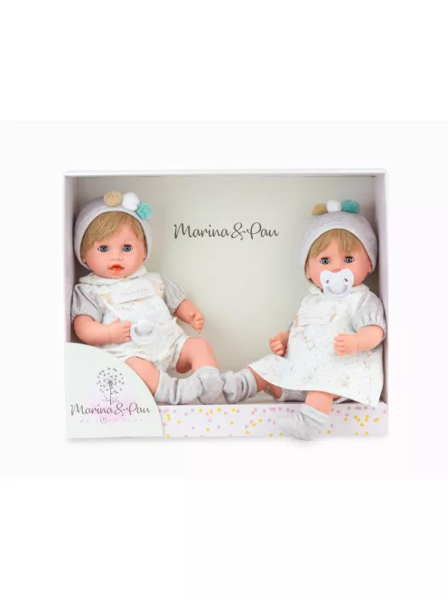 Marina&Pau baba - Vanília illatú Újszülött Ikerbabák 35cm méretben díszdobozban