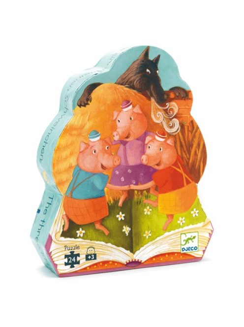 Formadobozos puzzle - A 3 kismalac, 24 db-os - The 3 little pigs