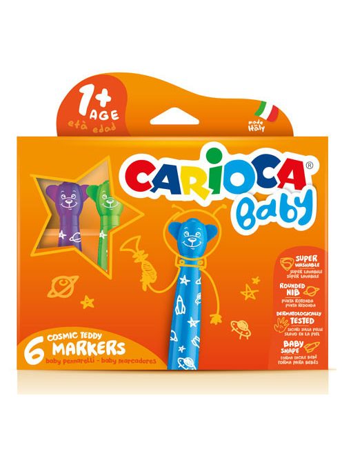 Színes 6 db-os macis bébi filctoll - Kimosható - Carioca