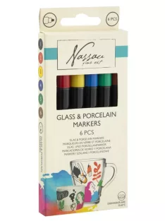   Nassau üveg és porcelán festő filctoll készlet, 6 darabos CraftArt