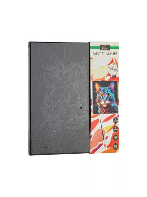 Nassau festés számok szerint fekete vászonra, Macska 30 x30 cm CraftArt