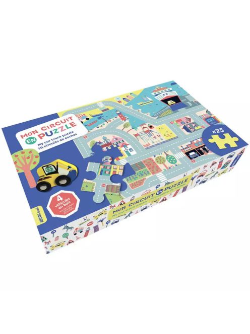 Padló puzzle  4db fa kisautóval Auzou