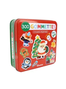 300 db-os matrica készlet fém dobozban, Karácsony Auzou