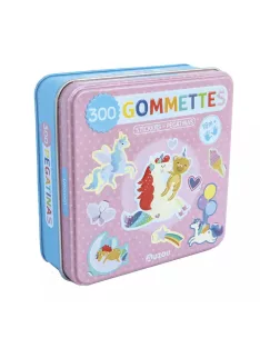 300 db-os matrica készlet fém dobozban, Unikornisok Auzou