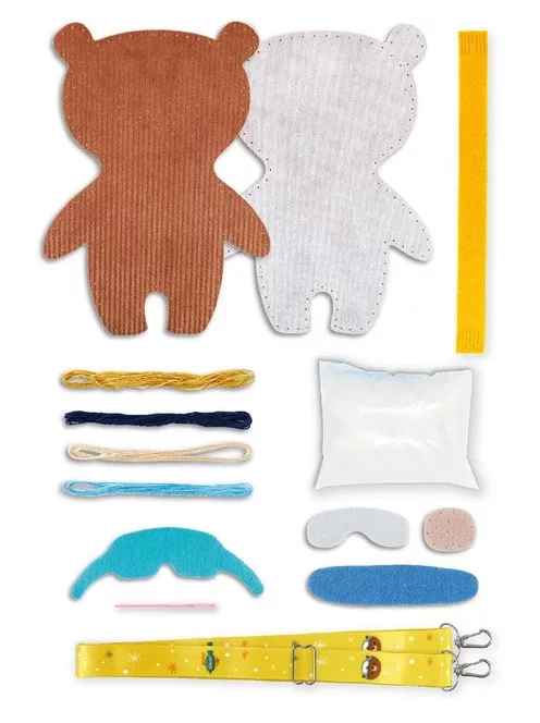 Varrható plüss vállpánttal, Maci snowboard deszkával Avenir