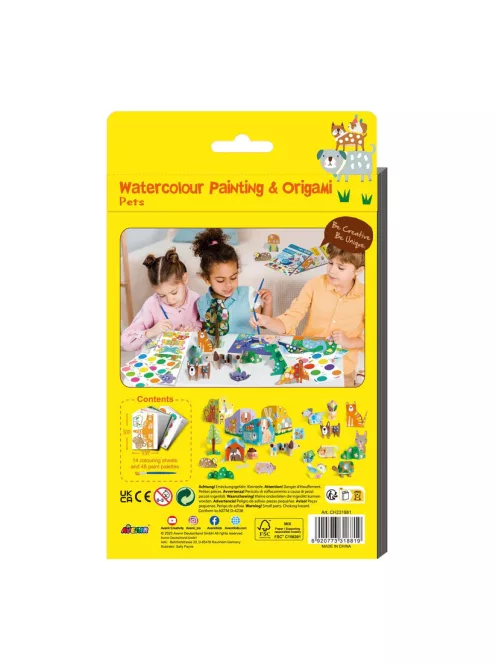 Akvarell festő és origami készlet, Háziállatok Avenir