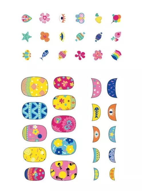 Csillogó körömmatrica szett, Virágok Avenir