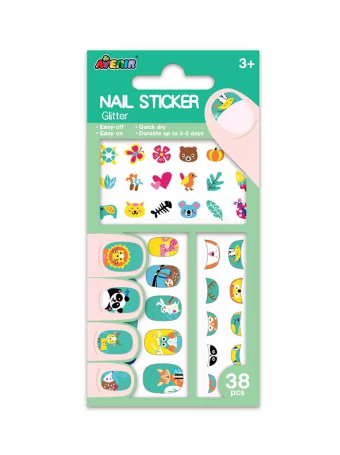 Csillogó körömmatrica szett, Állatok Avenir