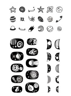   Sötétben világító körömmatrica szett, Világűr Avenir