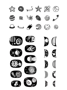   Sötétben világító körömmatrica szett, Világűr Avenir