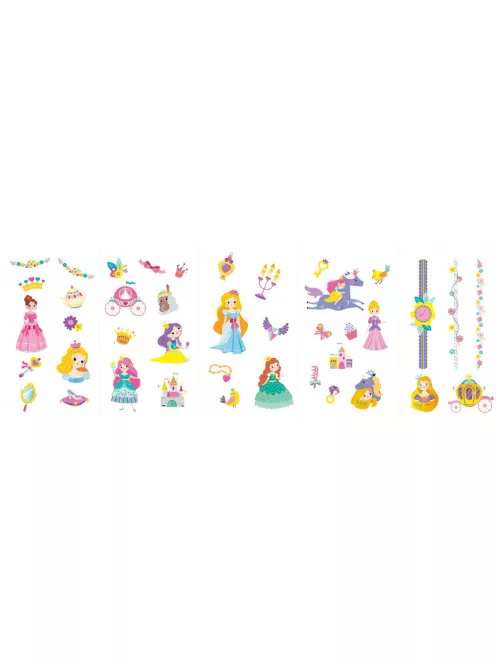 Tetováló és körömmatrica készlet, Hercegnők Avenir