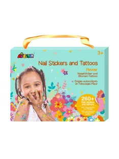 Tetováló és körömmatrica készlet, Virágok Avenir