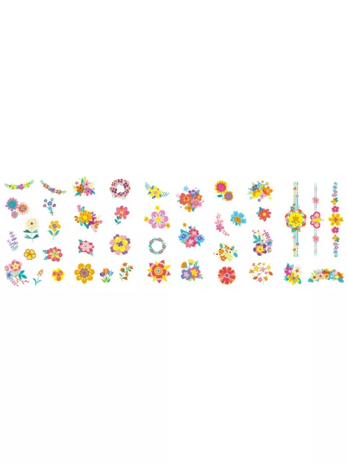 Tetováló és körömmatrica készlet, Virágok Avenir