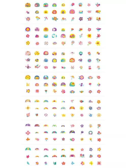 Tetováló és körömmatrica készlet, Virágok Avenir