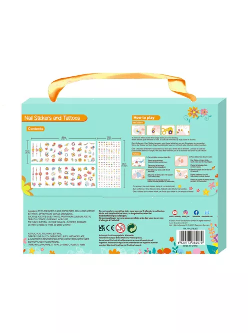 Tetováló és körömmatrica készlet, Virágok Avenir