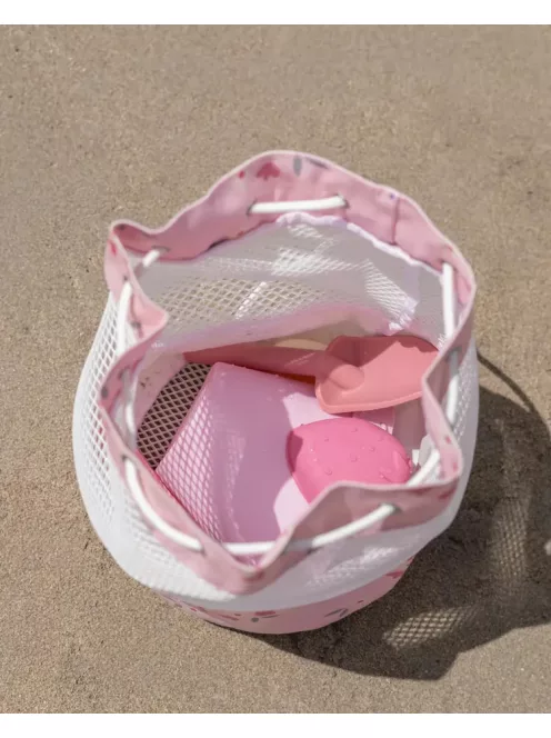 BEELMA rózsaszín hálós strandhátizsák Flamingueo