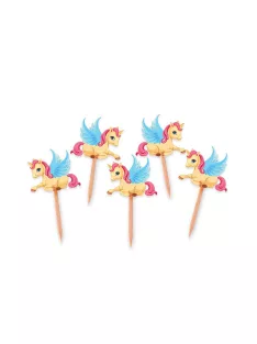 Unikornis tortabeszúró és parti pálcika 25 db 4x7 cm-es