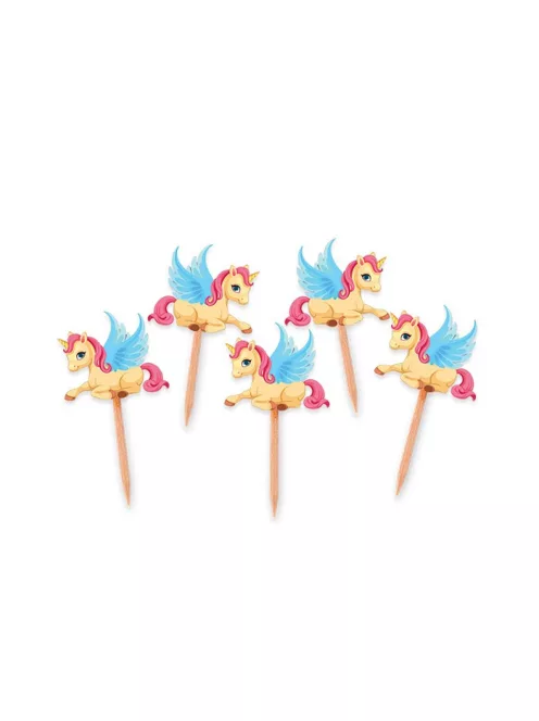 Unikornis tortabeszúró és parti pálcika 25 db 4x7 cm-es