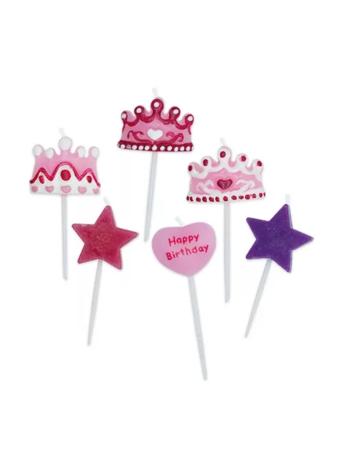 Hercegnős tortagyertya készlet, 6 db-os