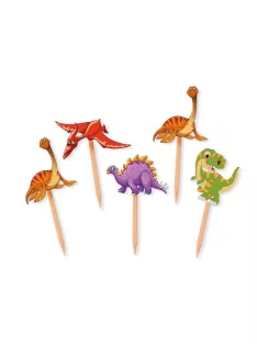   Dinoszauruszos tortabeszúró és parti pálcika 25 db 4x7 cm-es