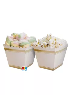   Klasszikus arany színű édesség tálaló parti papírdoboz 6 db 6,5x 8x6,5 cm-es