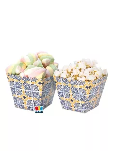   Positano olasz mintás édesség tálaló parti papírdoboz 6 db 6,5x 8x6,5 cm-es