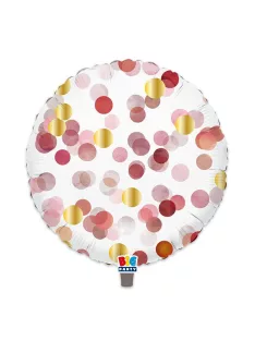 Kerek fólia lufi 45 cm-es, Rózsaszín konfettis
