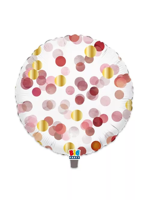 Kerek fólia lufi 45 cm-es, Rózsaszín konfettis