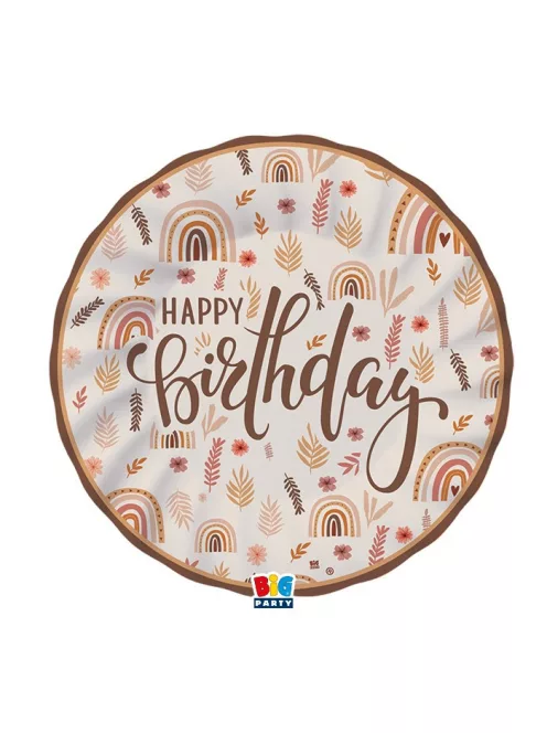 Happy Birthday bohém stílusú parti tányér 8 db 25 cm-es