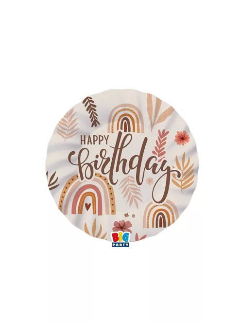 Happy Birthday bohém stílusú parti tányér 8 db 20 cm-es