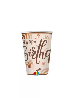 Happy Birthday bohém stílusú parti pohár 8 db 250 ml-es