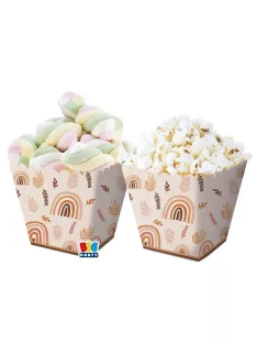   Bohém stílusú édesség tálaló parti papírdoboz 6 db 6,5x 8x6,5 cm-es