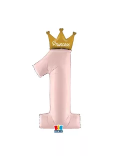 1-es számos fólia lufi 117 cm, Hercegnő