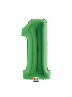 1-es számos fólia lufi 102 cm, Zöld
