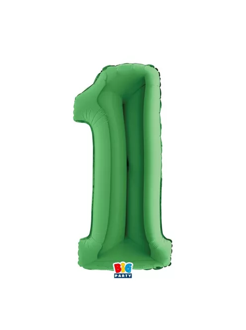 1-es számos fólia lufi 102 cm, Zöld