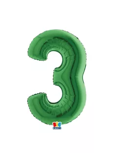 3-as számos fólia lufi 102 cm, Zöld