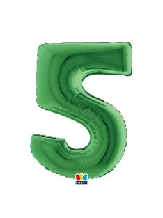 5-ös számos fólia lufi 102 cm, Zöld
