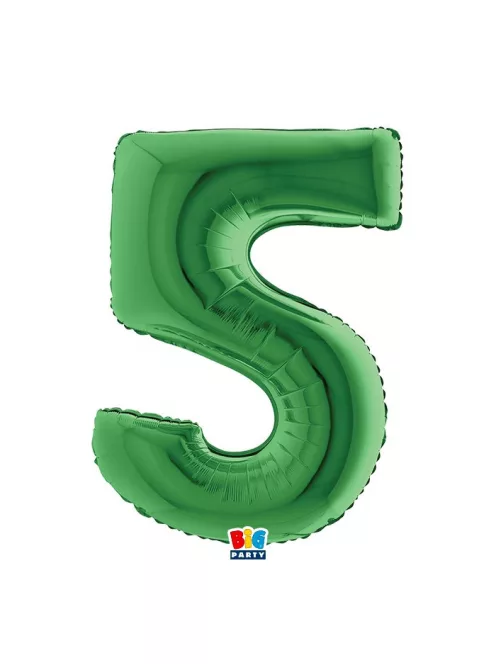5-ös számos fólia lufi 102 cm, Zöld