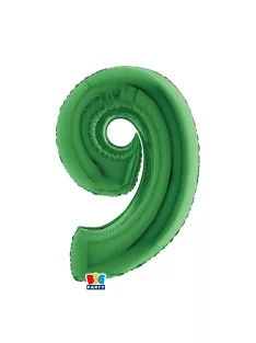 9-es számos fólia lufi 102 cm, Zöld