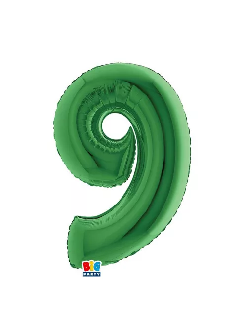 9-es számos fólia lufi 102 cm, Zöld
